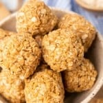 close up of 3 Ingredient Peanut Butter Oatmeal Balls