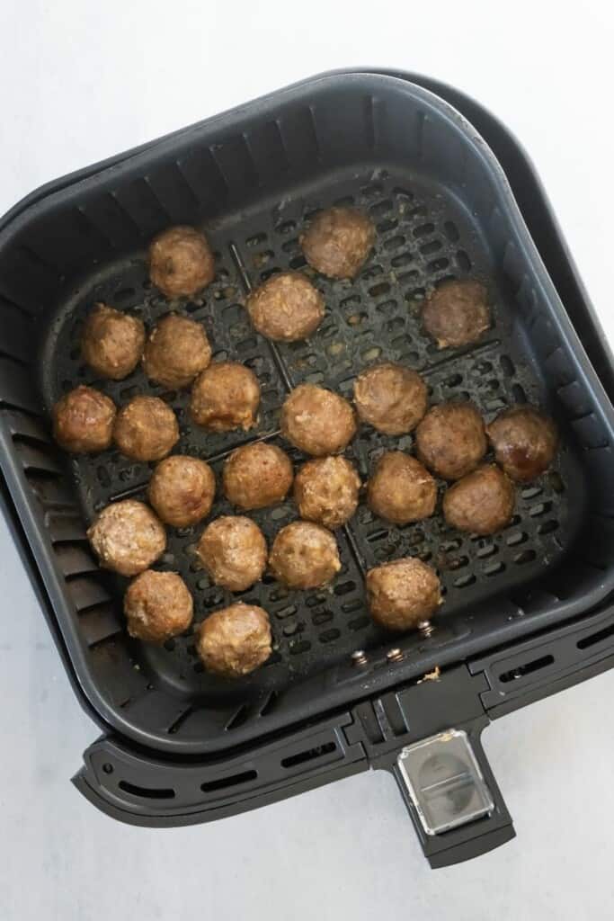 cooked meatballs in air fryer