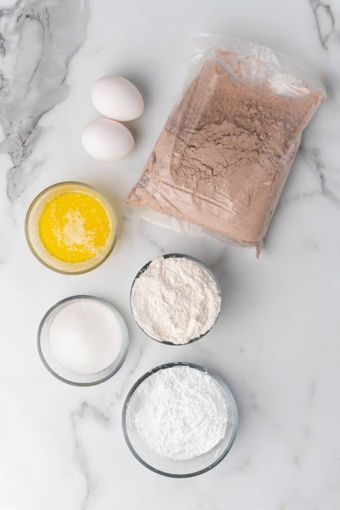 ingredients to make brownie crinkle cookies