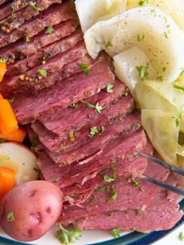 close up of corned beef and cabbage