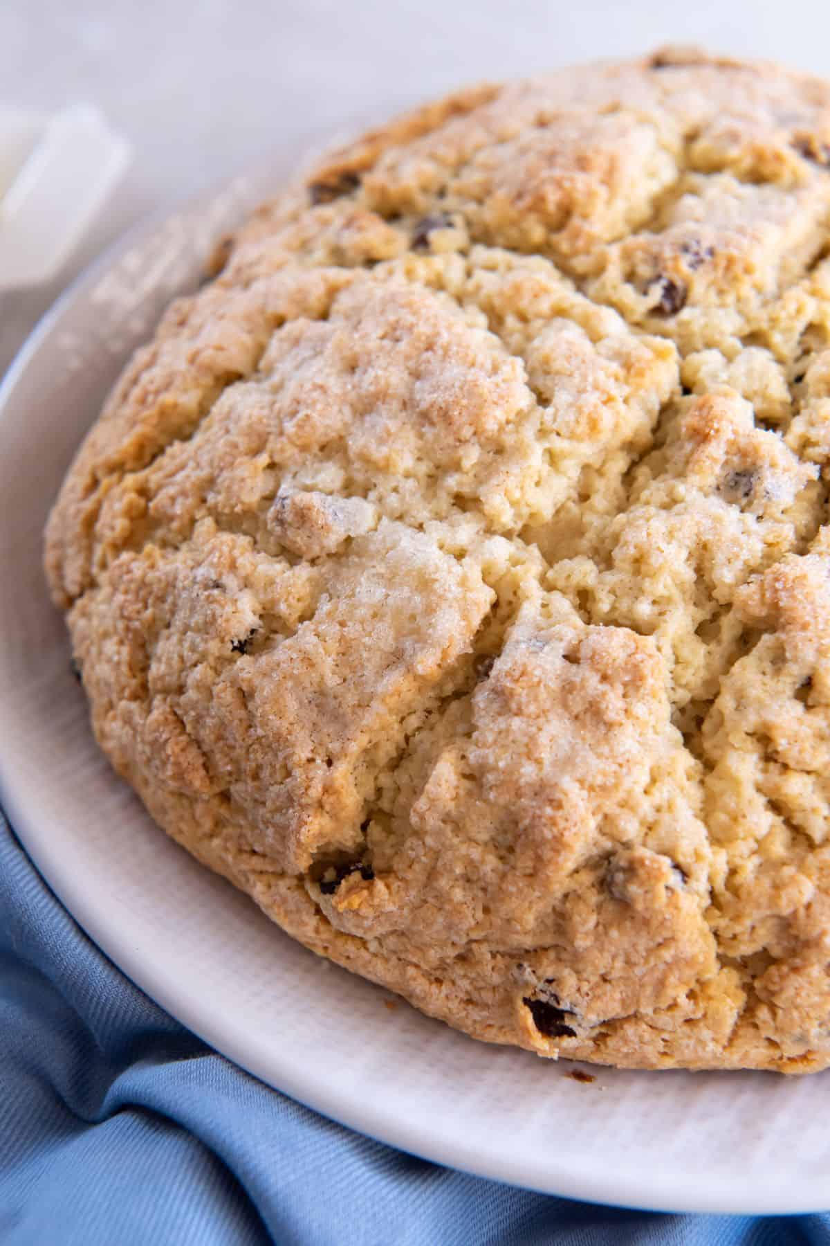 Close up of the full soda bread for St. Patrick's Day.