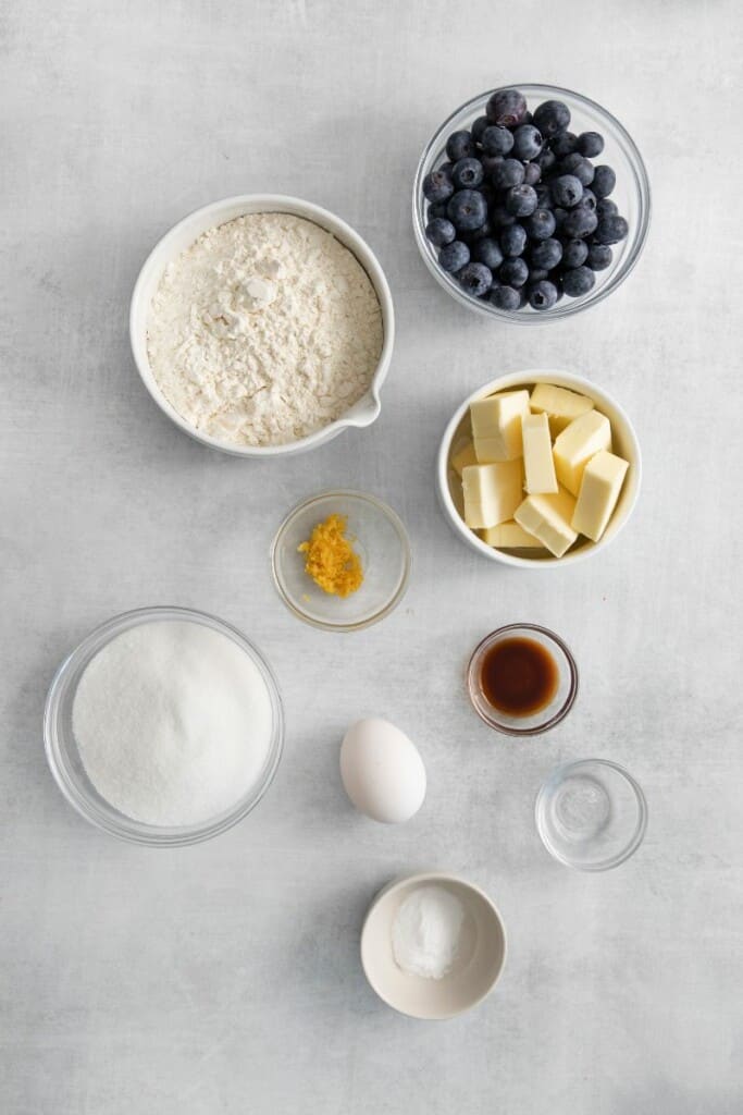 ingredients to make lemon blueberry cookies