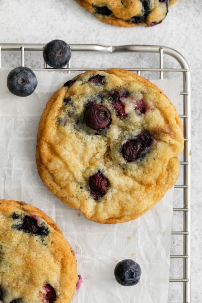 closeup of lemon blueberry cookies