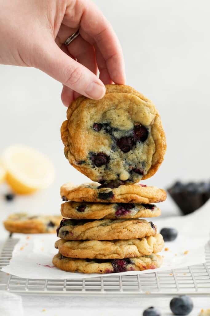 stack of blueberry lemon cookies