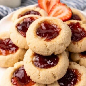 stack of strawberry jam cookies