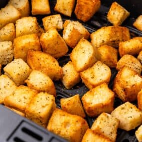 air fryer basket with croutons