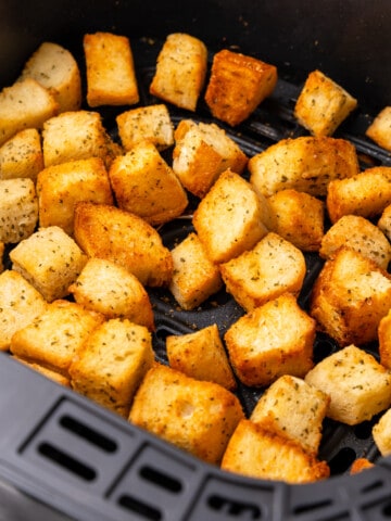air fryer basket with croutons