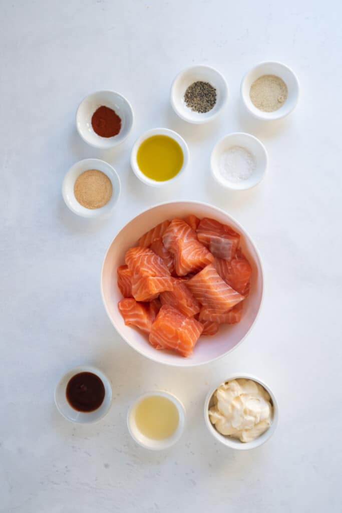 ingredients to make air fryer salmon bites