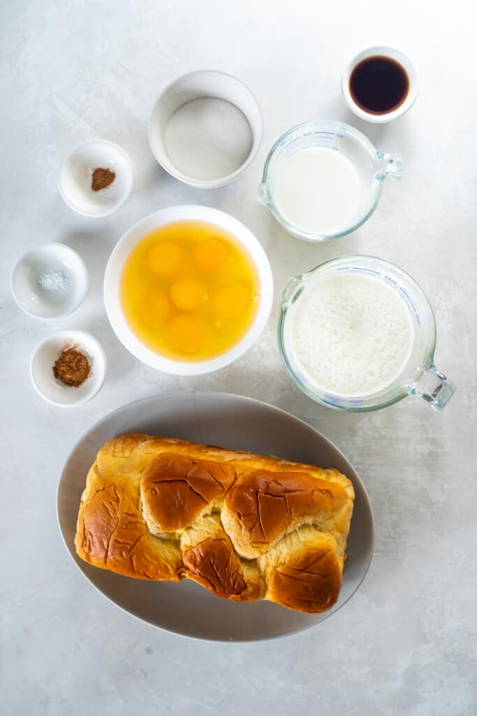 ingredients to make brioche french toast casserole