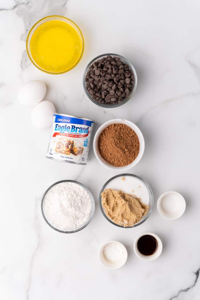 ingredients to make condensed milk brownies