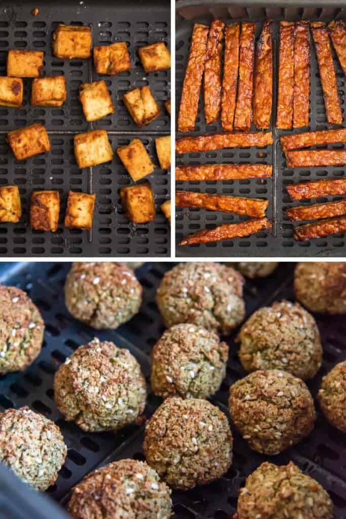 Air Fryer Vegetarian Recipes (tofu, tempeh, and falafel in air fryers baskets)