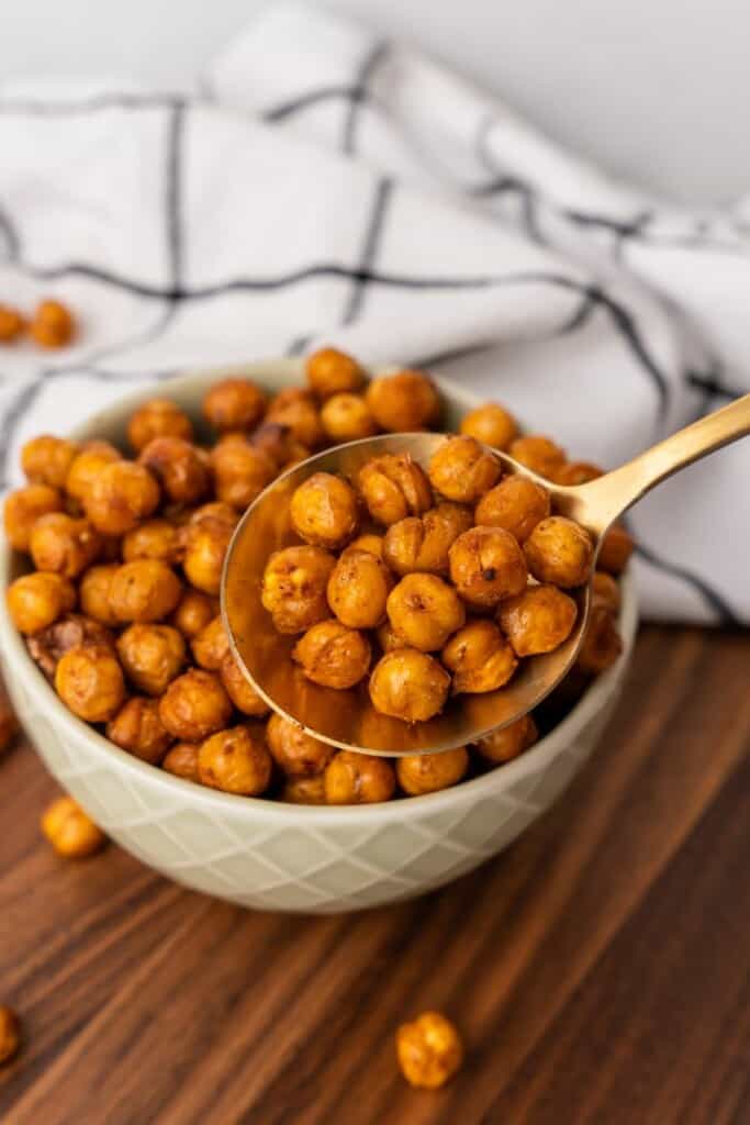 spoon with chickpeas