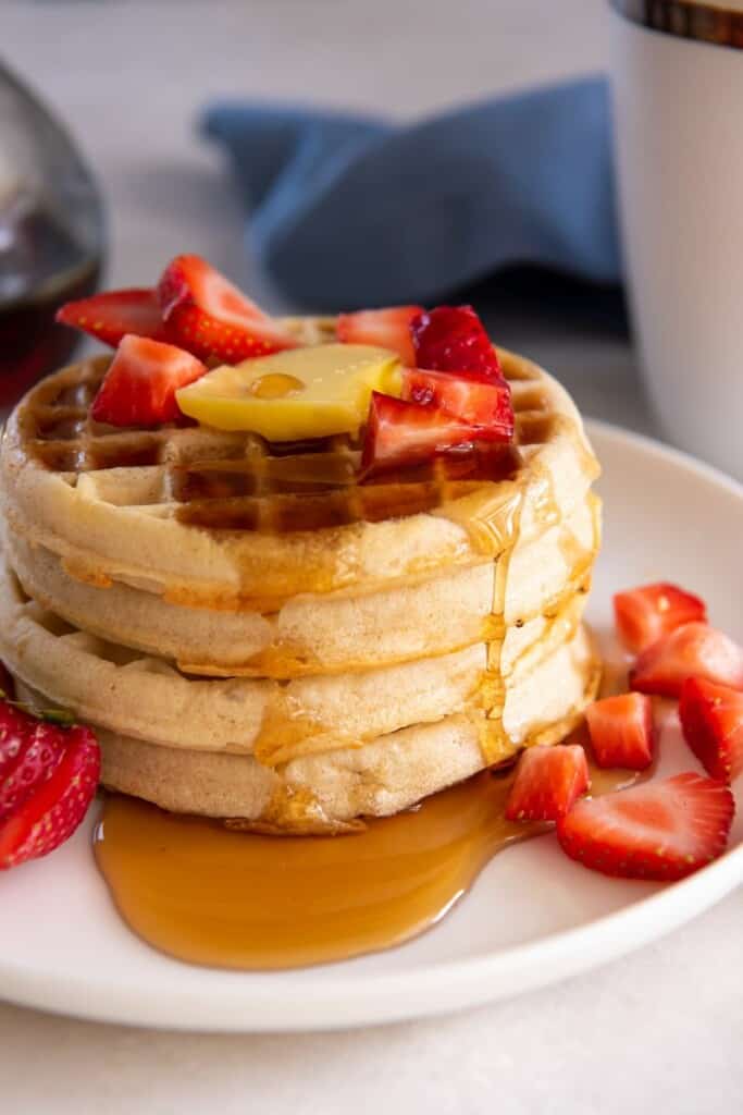 waffles drizzled in syrup