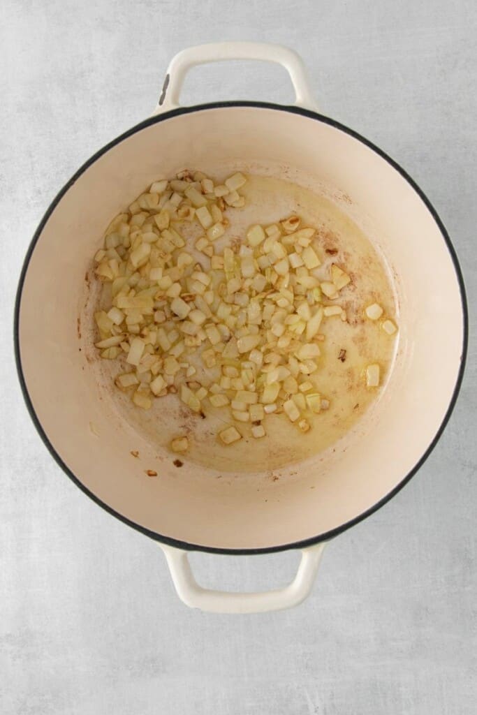 sautéing onions in pot