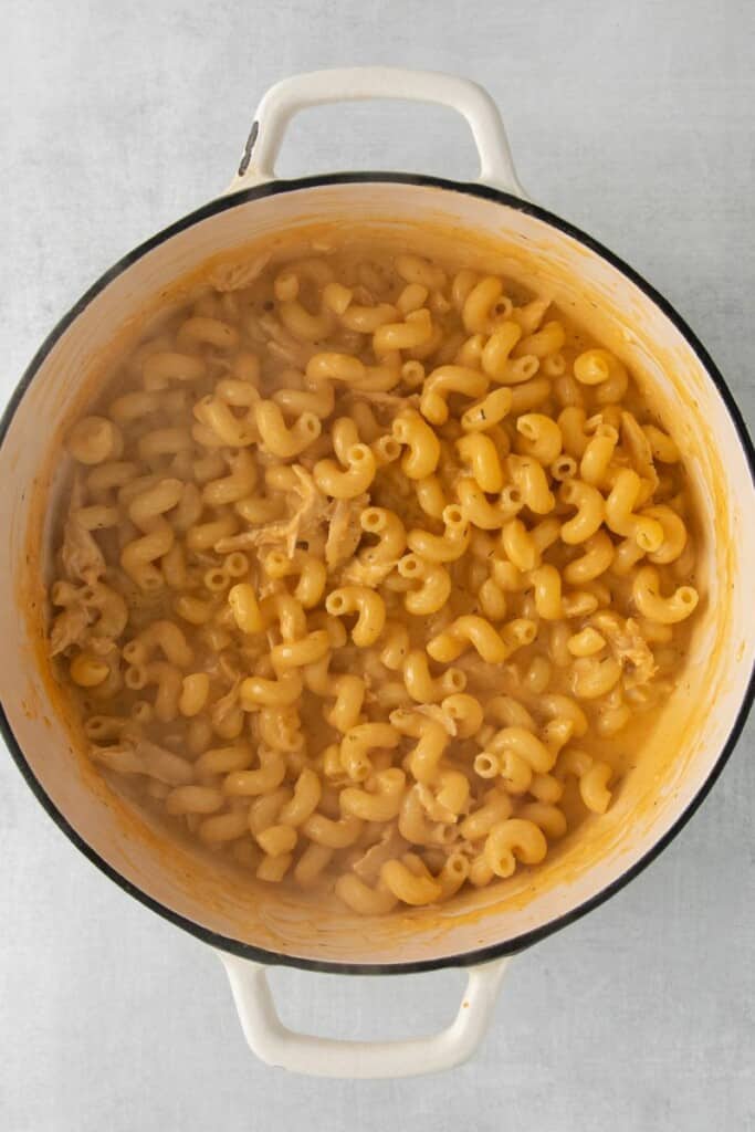 macaroni noodles in pot