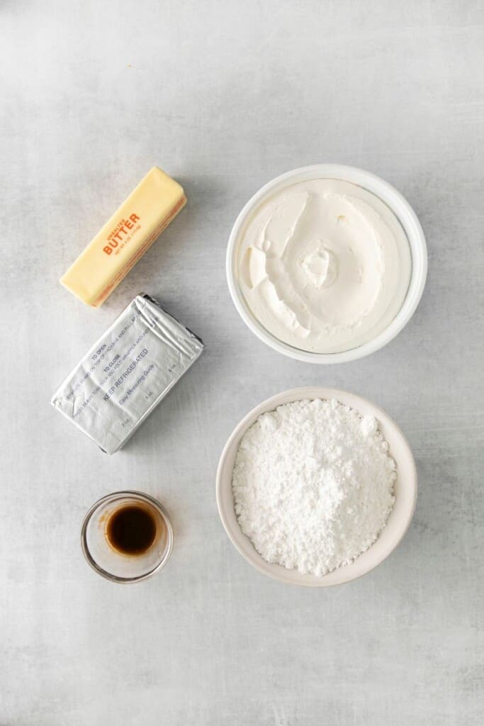 ingredients to make cool whip cream cheese frosting