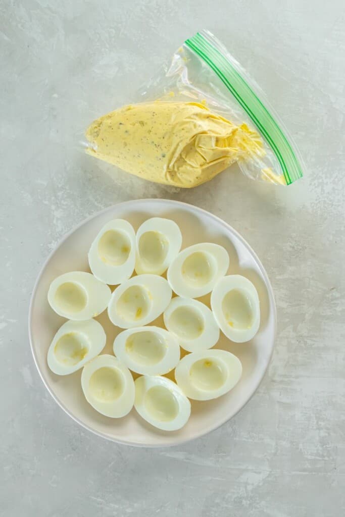 filling in bag to be put into eggs