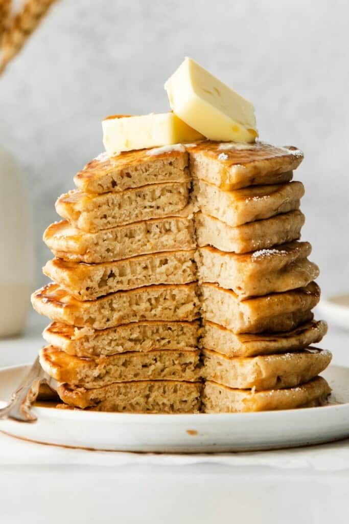 stack of pancakes with butter