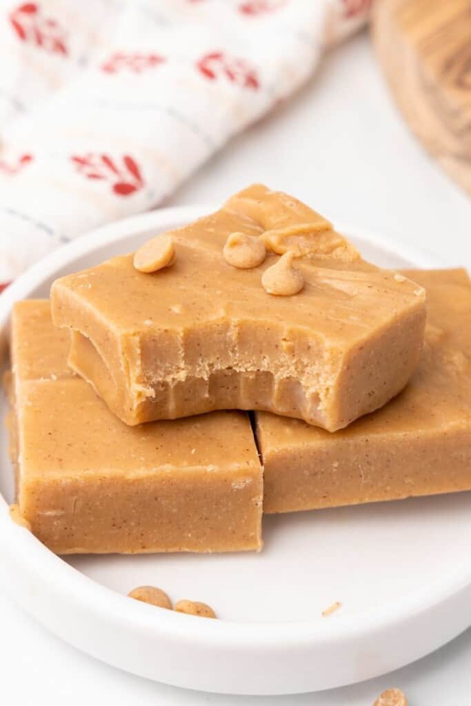 peanut butter fudge with bite out of it
