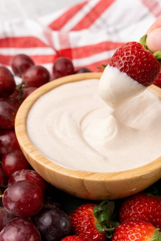 yogurt fruit dip with strawberry