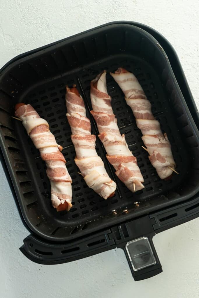 bacon wrapped hot dogs in air fyer