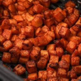 Cooked and roasted butternut squash in the air fryer