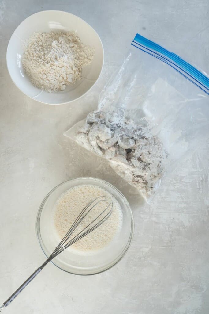 mixing batter for shrimp tempura