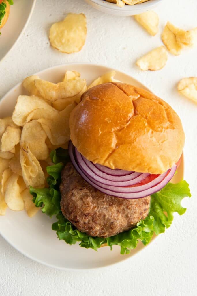 air fryer turkey burger on a bun