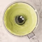 Avocado crema smoothed inside a food processor