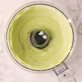 Avocado crema smoothed inside a food processor