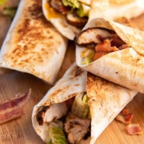 several chicken bacon wraps