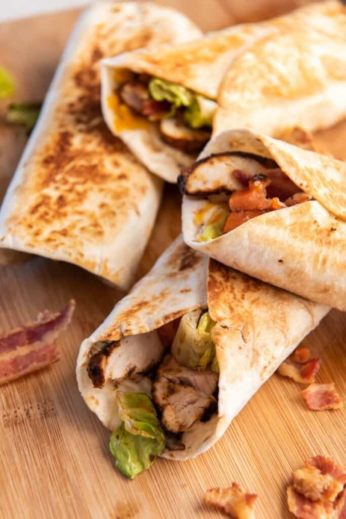 several chicken bacon wraps