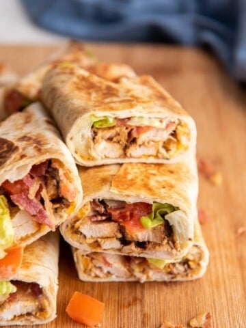 stack of chicken bacon ranch wrap