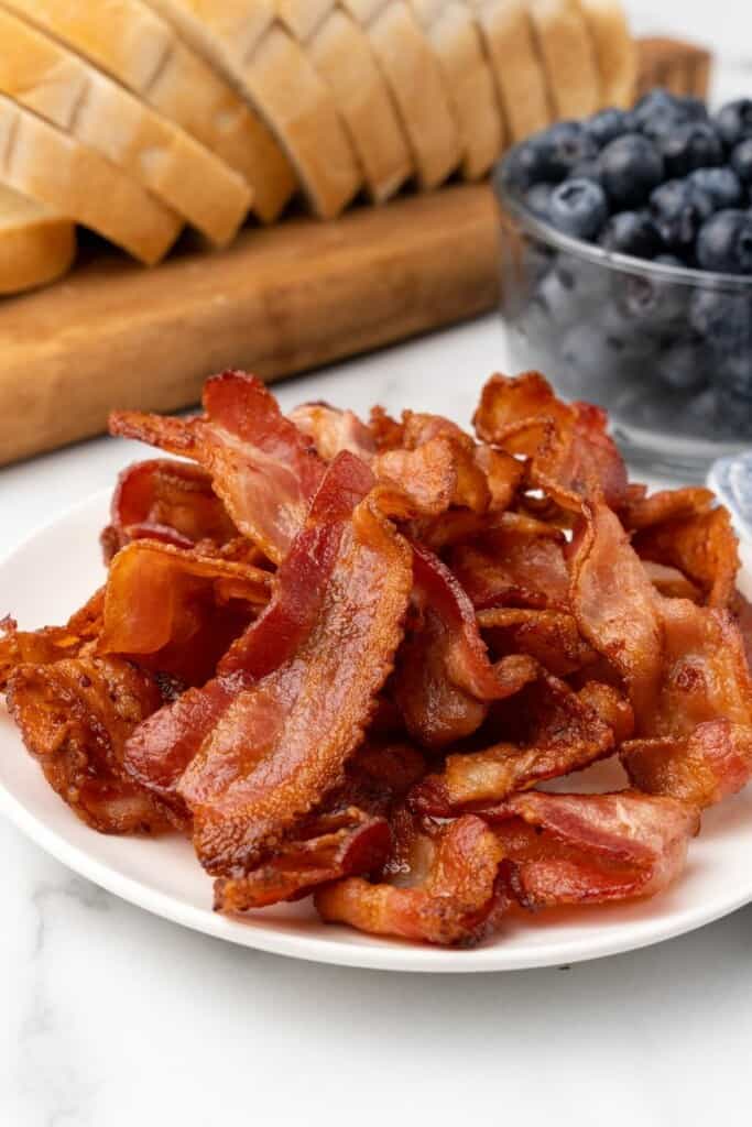 plate with cooked bacon