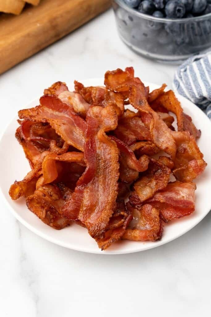 crispy bacon on platter