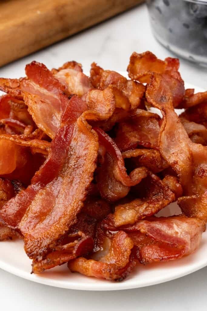 closeup of cooked bacon