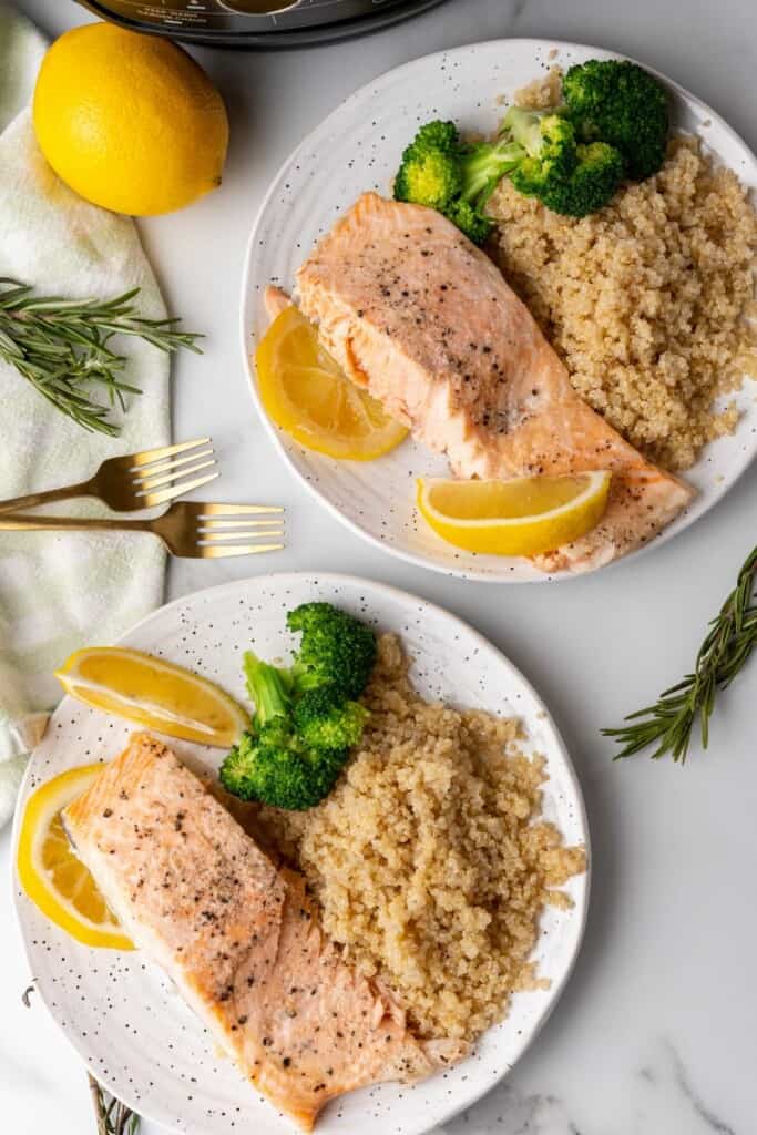 plates with ninja foodi salmon