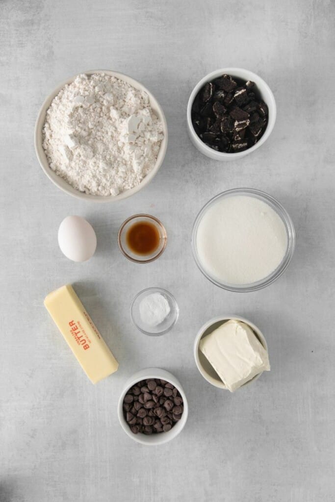 ingredients to make oreo cheesecake cookies