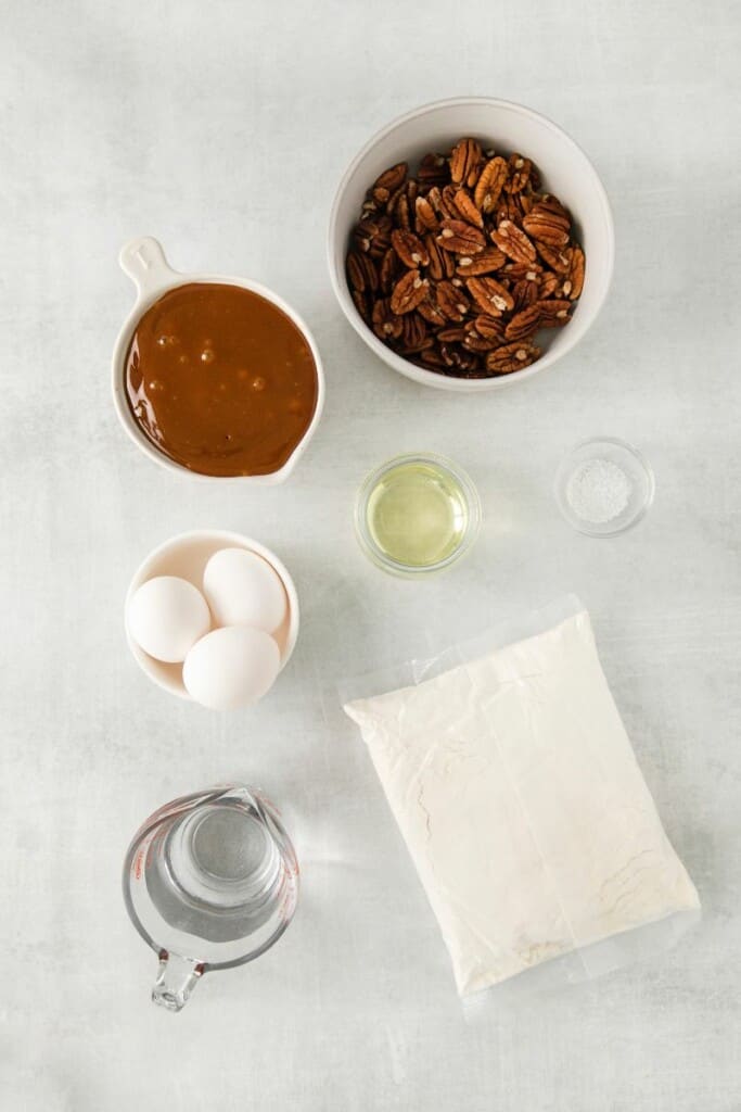 ingredients to make a pecan upside down cake