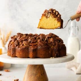 removing a slice of cake