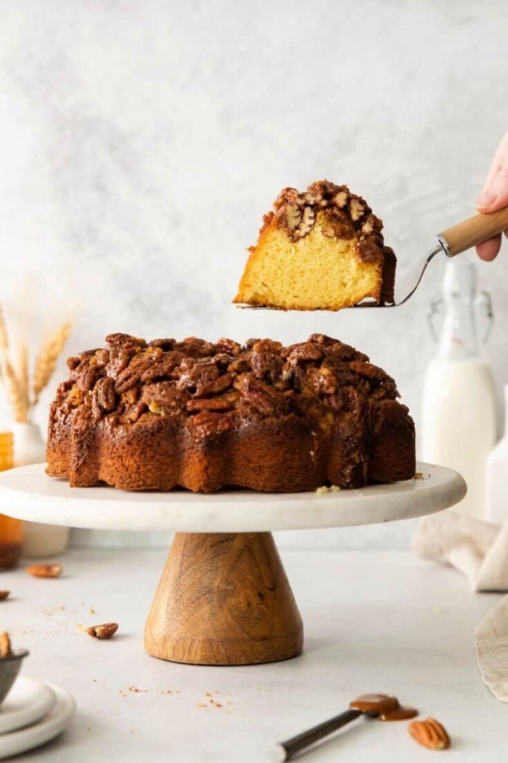 removing a slice of cake