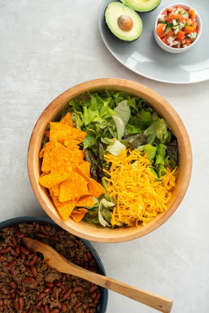 overhead shot of taco salad