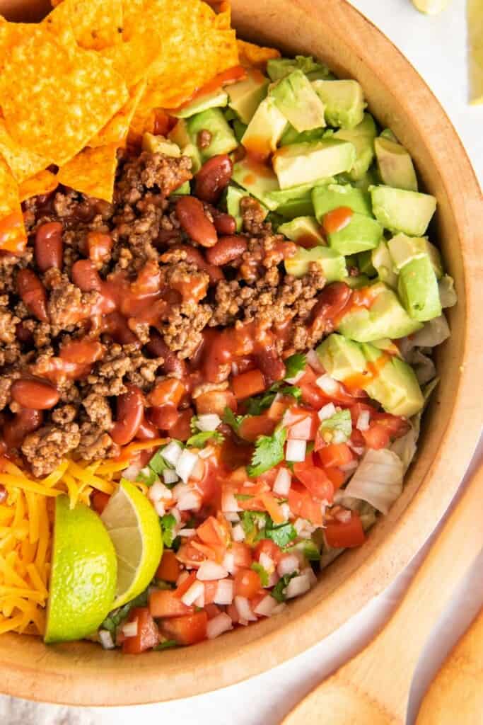 closeup of taco salad