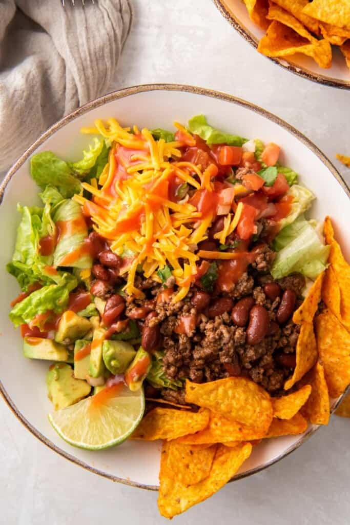 plate with a taco salad