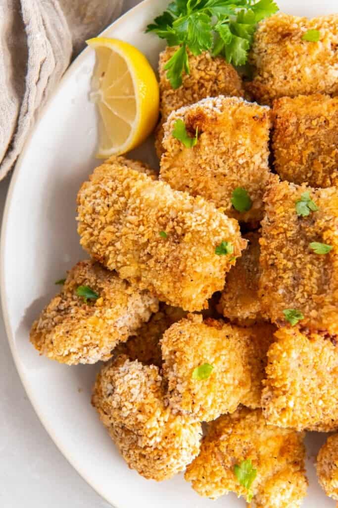 overhead shot of catfish nuggets