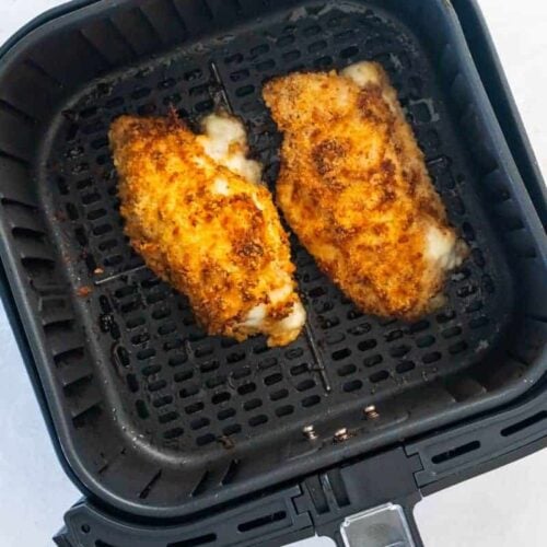 chicken cordon bleu in air fryer basket