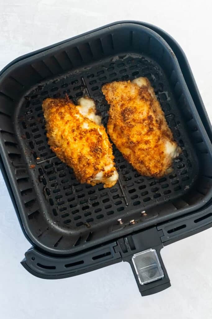 chicken cordon bleu in air fryer basket