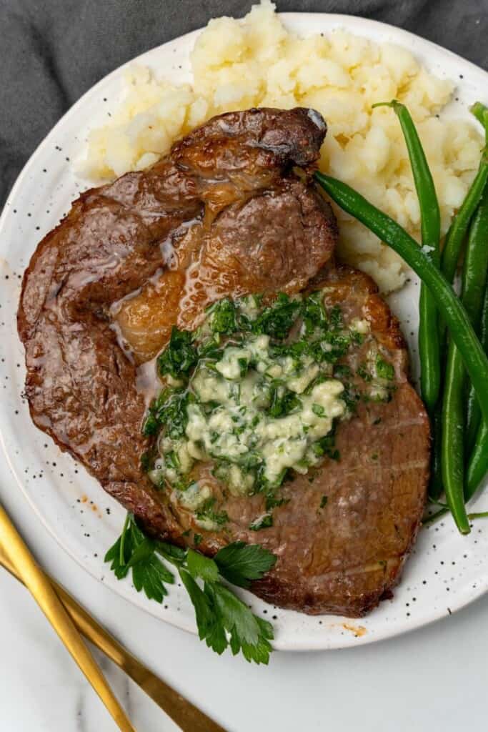 steak with garlic herb butter