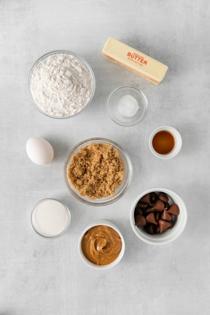 ingredients to make peanut butter kiss cookies