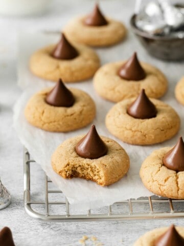 easy peanut butter cookies with a bite out of one